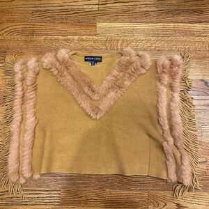 Adrienne Landau 100% rabbit fur fringe cape
